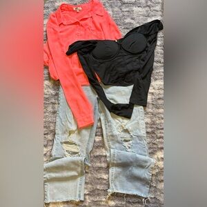 Jeans and two tops